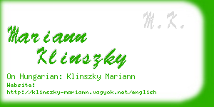 mariann klinszky business card